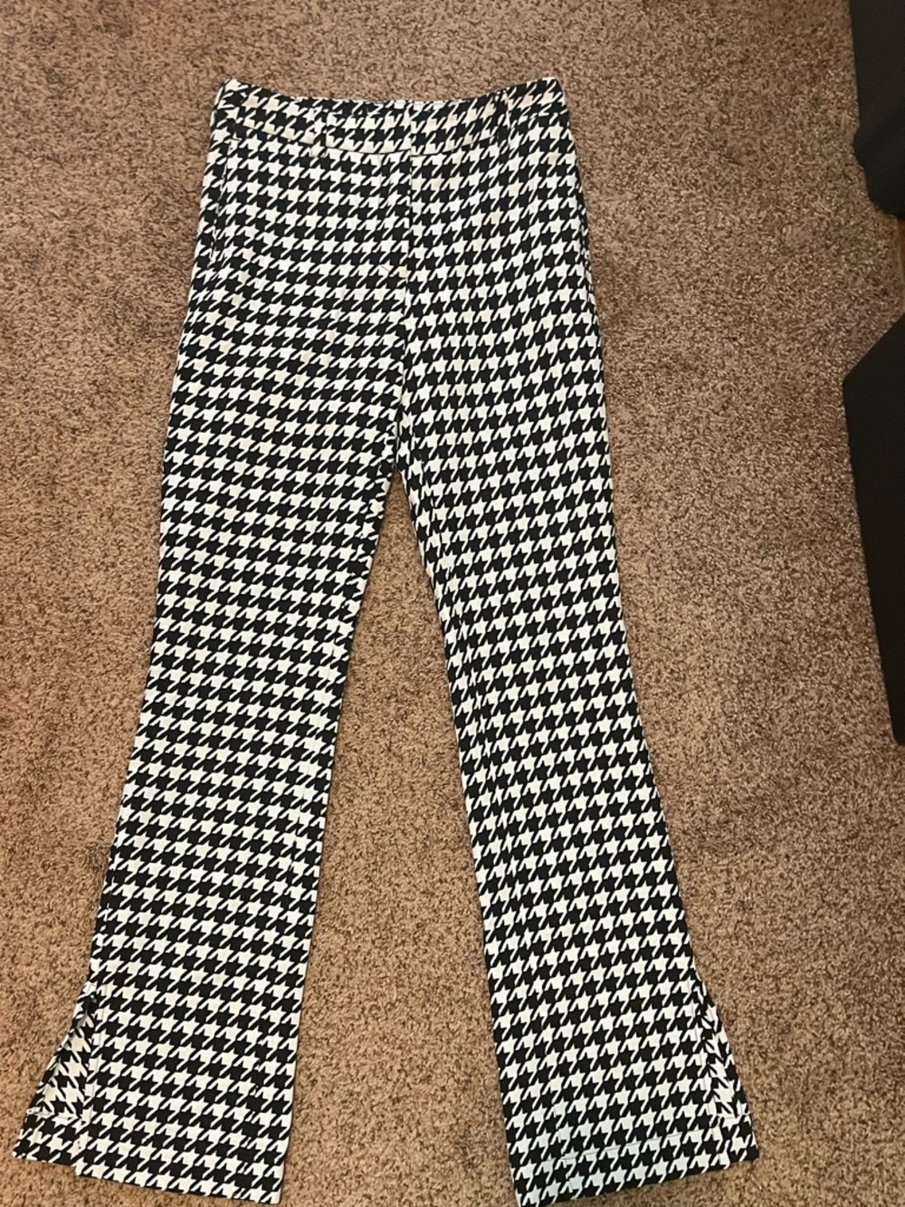 Anine Bing Jocelyn Houndstooth Wide-Leg Trousers — Black & White - Picture 6 of 6